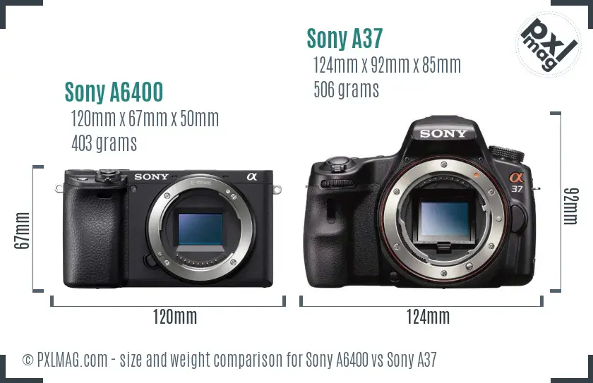 Sony A6400 vs Sony A37 size comparison