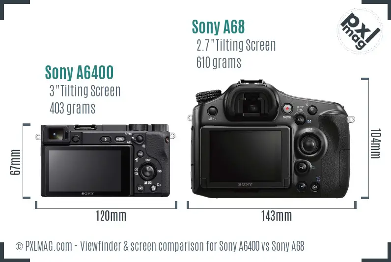 Sony A6400 vs Sony A68 Screen and Viewfinder comparison