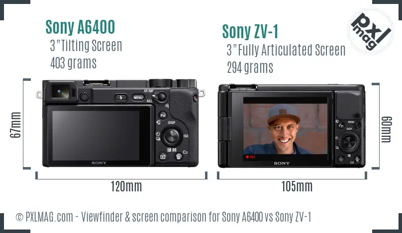 Sony A6400 vs Sony ZV-1 Screen and Viewfinder comparison