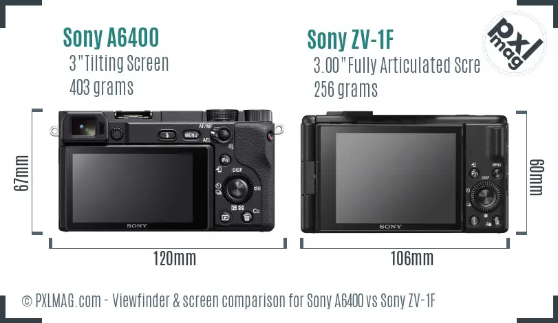 Sony A6400 vs Sony ZV-1F Screen and Viewfinder comparison Sony A6400 vs Sony ZV-1F Screen and Viewfinder comparison
