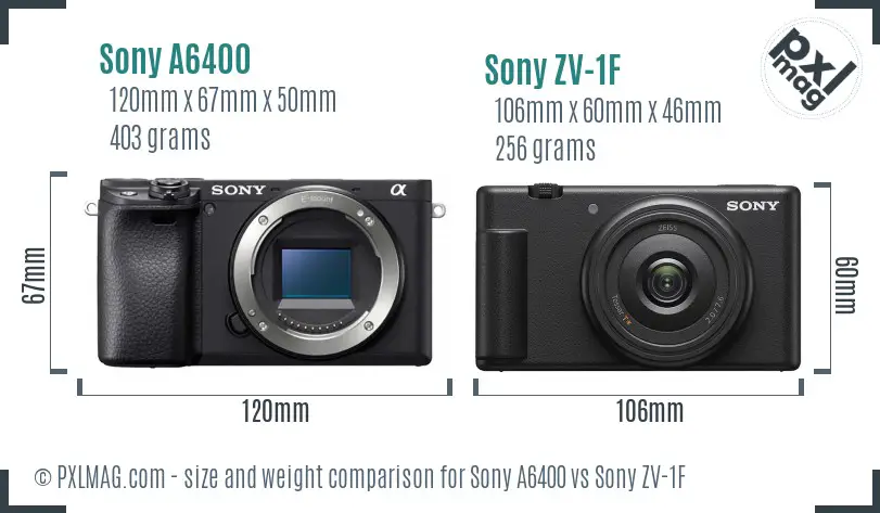Sony A6400 vs Sony ZV-1F size comparison Sony A6400 vs Sony ZV-1F size comparison