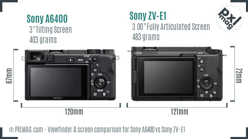 Sony A6400 vs Sony ZV-E1 Screen and Viewfinder comparison