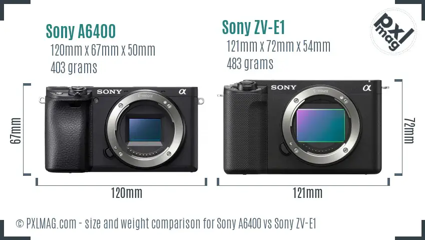 Sony A6400 vs Sony ZV-E1 size comparison