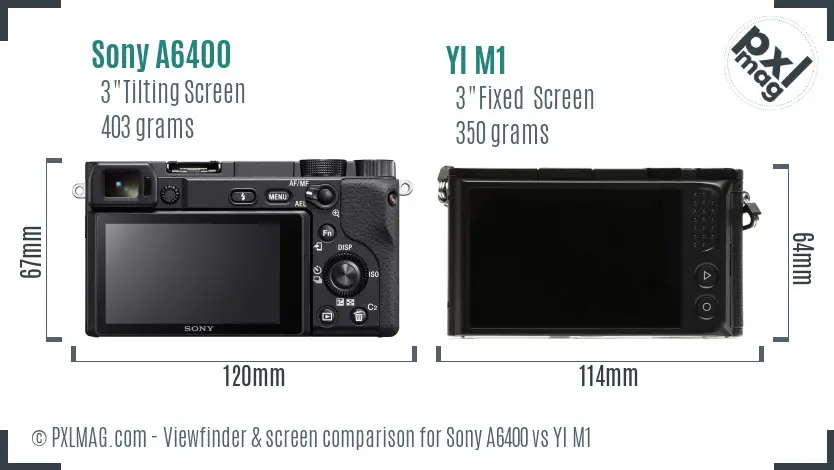 Sony A6400 vs YI M1 Screen and Viewfinder comparison