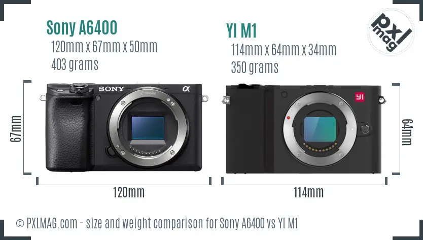 Sony A6400 vs YI M1 size comparison