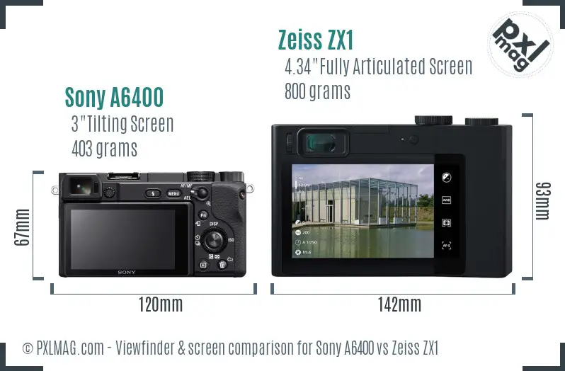 Sony A6400 vs Zeiss ZX1 Screen and Viewfinder comparison