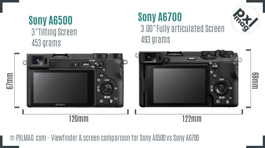 Sony A6500 vs Sony A6700 Screen and Viewfinder comparison