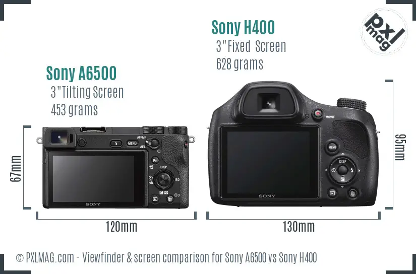 Sony A6500 vs Sony H400 Screen and Viewfinder comparison