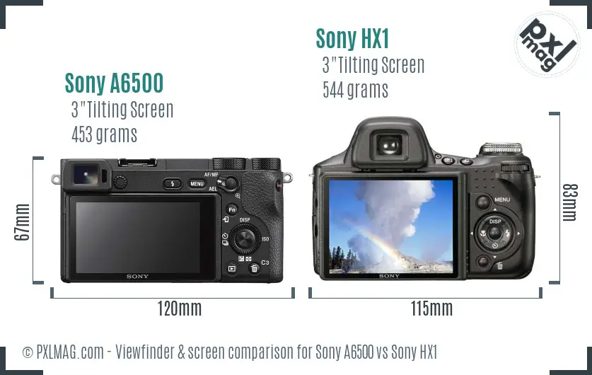 Sony A6500 vs Sony HX1 Screen and Viewfinder comparison