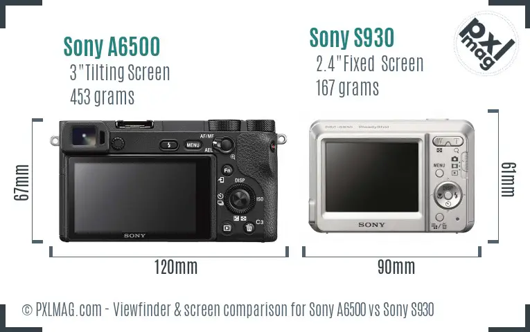 Sony A6500 vs Sony S930 Screen and Viewfinder comparison