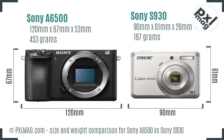 Sony A6500 vs Sony S930 size comparison