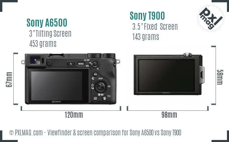 Sony A6500 vs Sony T900 Screen and Viewfinder comparison