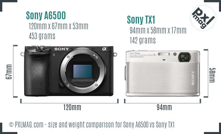 Sony A6500 vs Sony TX1 size comparison