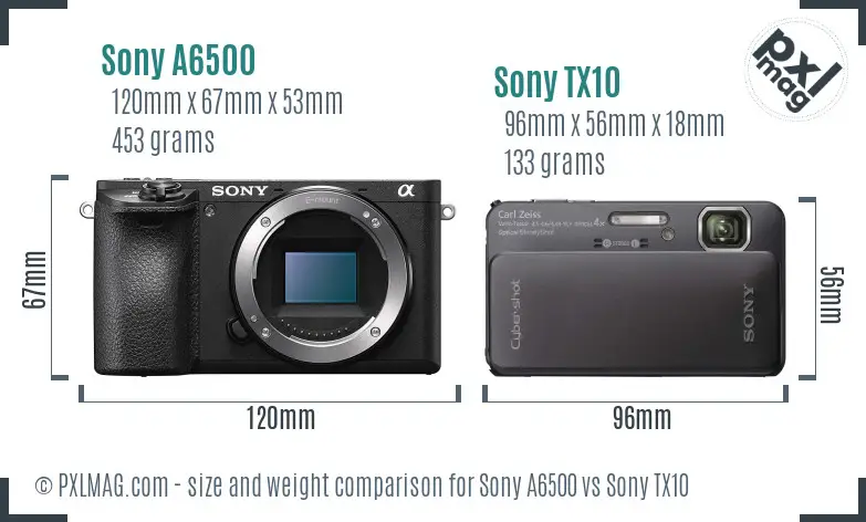 Sony A6500 vs Sony TX10 size comparison