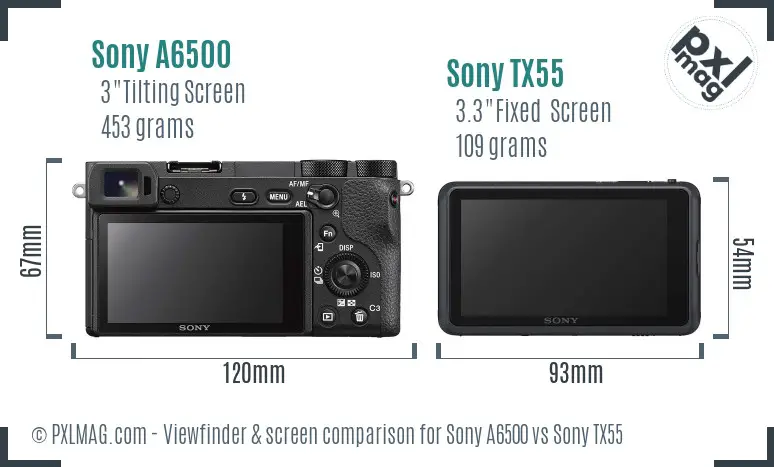 Sony A6500 vs Sony TX55 Screen and Viewfinder comparison