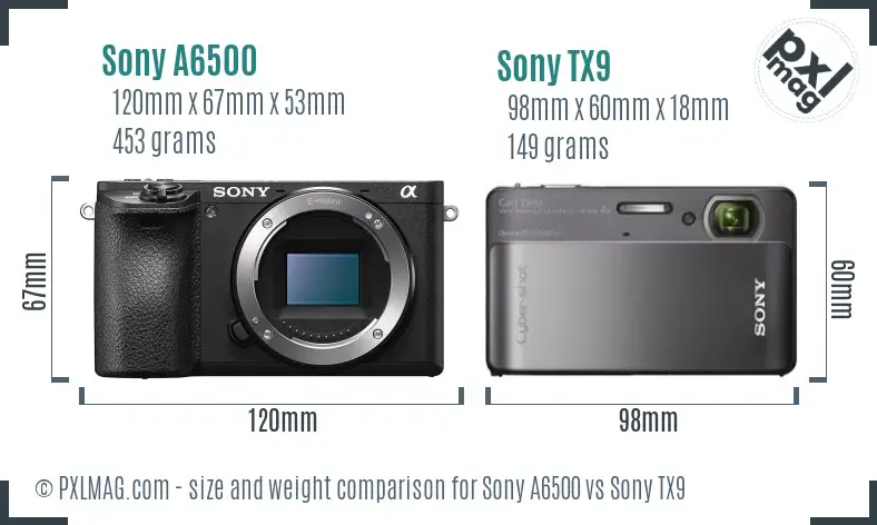 Sony A6500 vs Sony TX9 size comparison