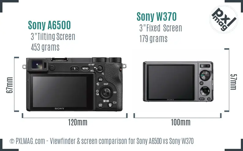 Sony A6500 vs Sony W370 Screen and Viewfinder comparison