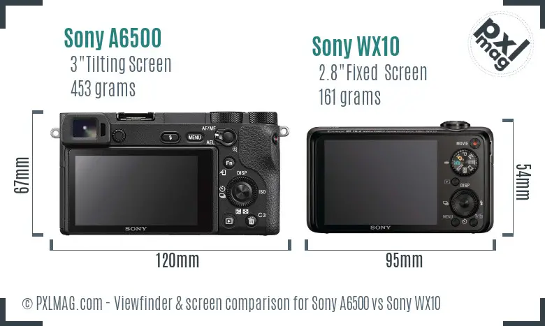 Sony A6500 vs Sony WX10 Screen and Viewfinder comparison