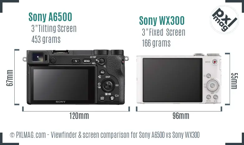 Sony A6500 vs Sony WX300 Screen and Viewfinder comparison