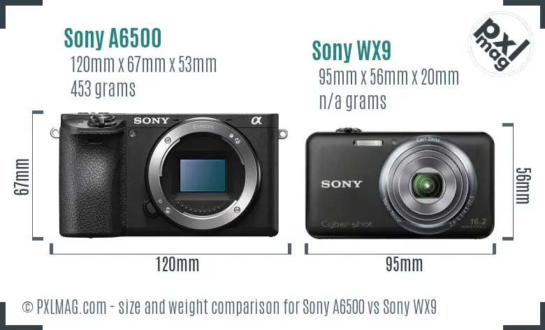 Sony A6500 vs Sony WX9 size comparison