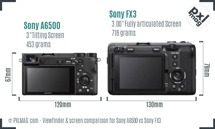 Sony A6500 vs Sony FX3 Screen and Viewfinder comparison Sony A6500 vs Sony FX3 Screen and Viewfinder comparison