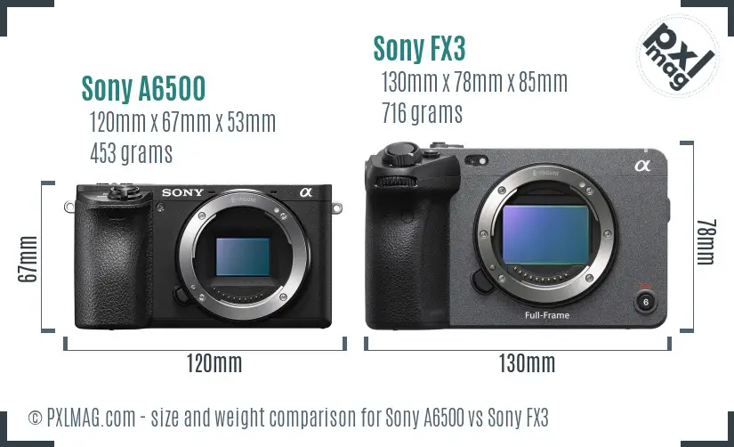 Sony A6500 vs Sony FX3 size comparison Sony A6500 vs Sony FX3 size comparison