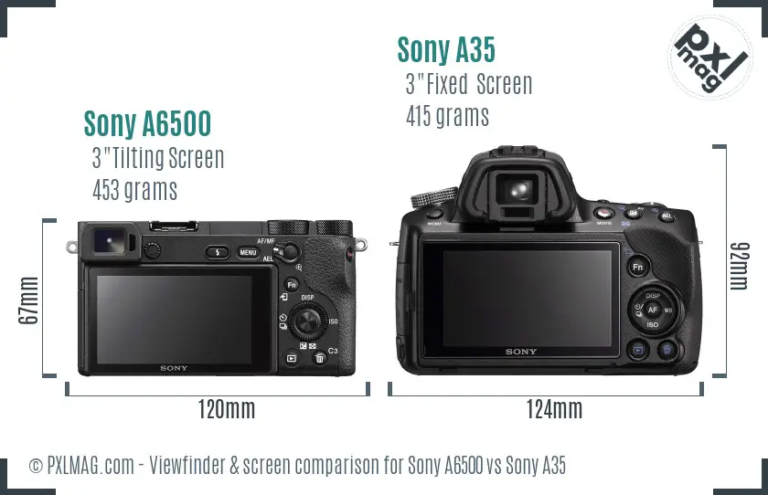 Sony A6500 vs Sony A35 Screen and Viewfinder comparison