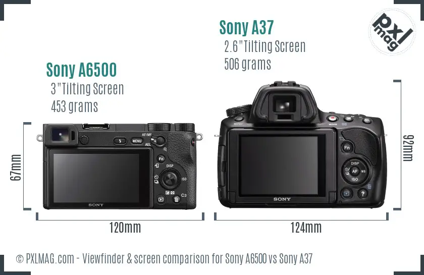 Sony A6500 vs Sony A37 Screen and Viewfinder comparison