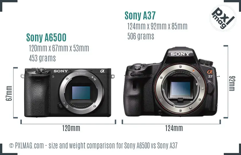 Sony A6500 vs Sony A37 size comparison