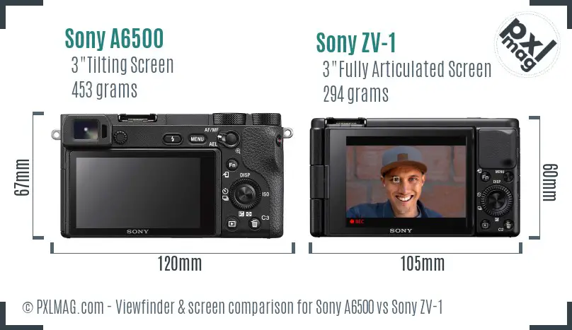 Sony A6500 vs Sony ZV-1 Screen and Viewfinder comparison
