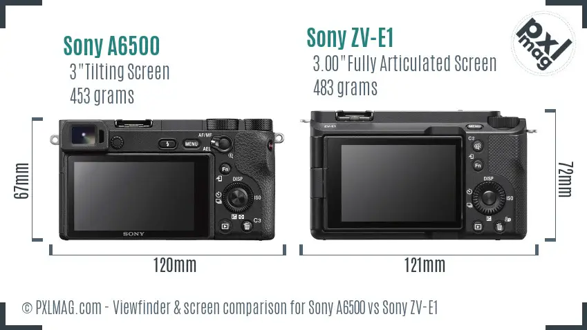 Sony A6500 vs Sony ZV-E1 Screen and Viewfinder comparison Sony A6500 vs Sony ZV-E1 Screen and Viewfinder comparison