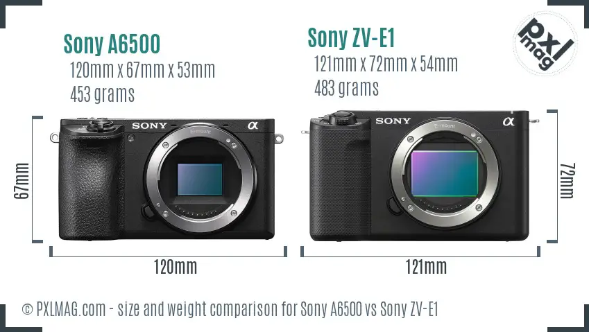 Sony A6500 vs Sony ZV-E1 size comparison Sony A6500 vs Sony ZV-E1 size comparison
