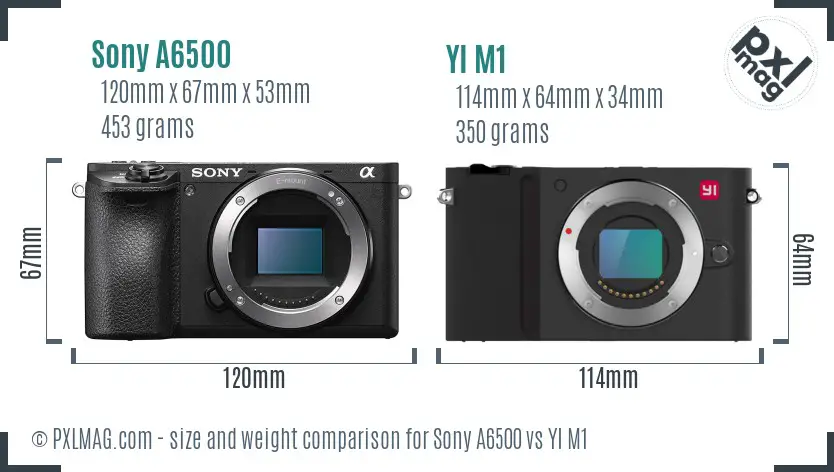 Sony A6500 vs YI M1 size comparison