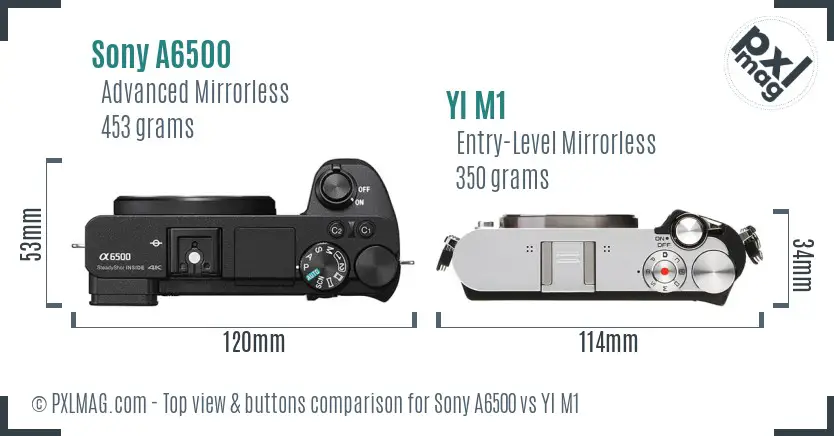 Sony A6500 vs YI M1 top view buttons comparison