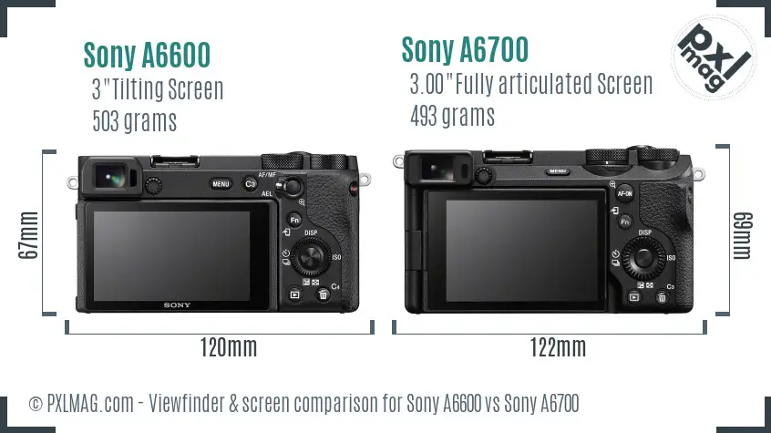 Sony A6600 vs Sony A6700 Screen and Viewfinder comparison