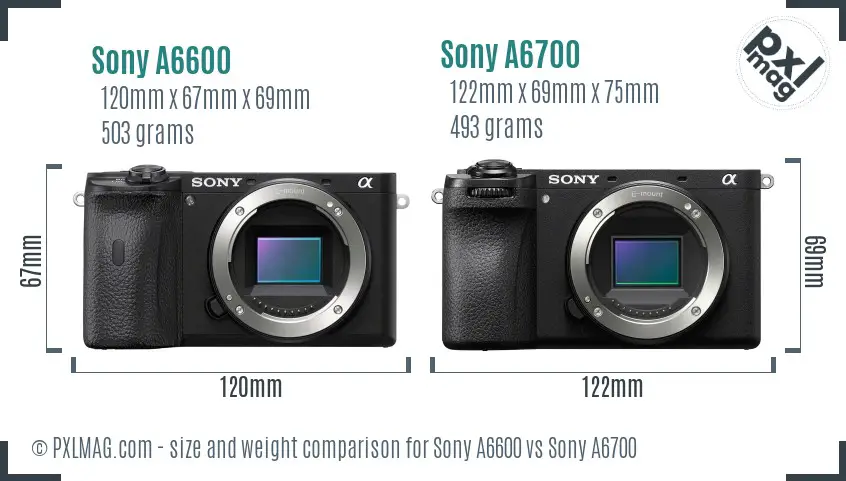Sony A6600 vs Sony A6700 size comparison