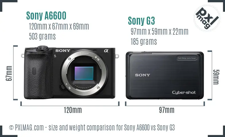 Sony A6600 vs Sony G3 size comparison