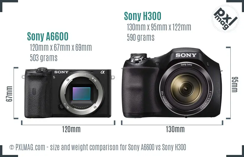 Sony A6600 vs Sony H300 size comparison