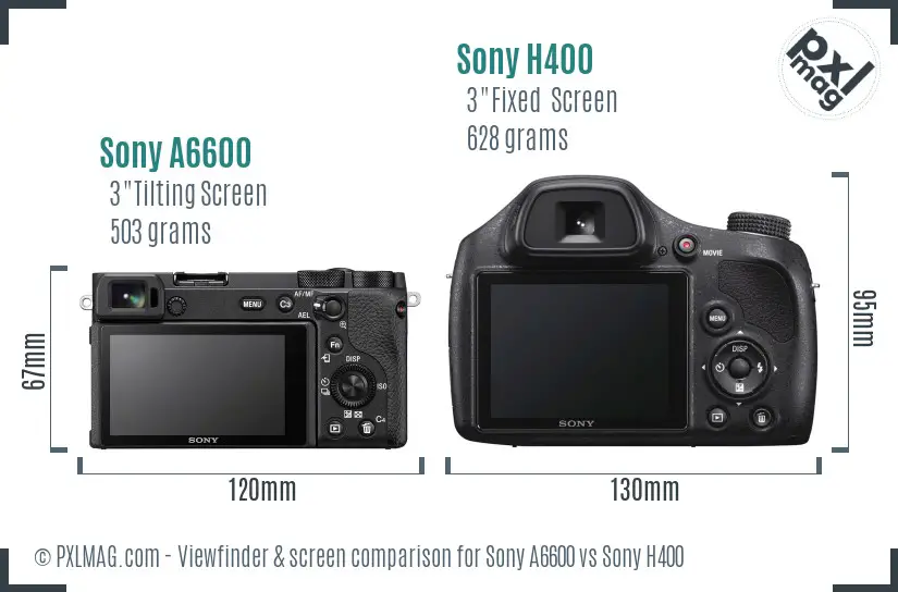 Sony A6600 vs Sony H400 Screen and Viewfinder comparison