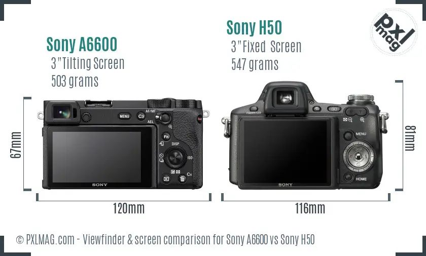 Sony A6600 vs Sony H50 Screen and Viewfinder comparison