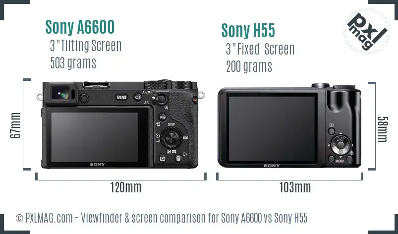 Sony A6600 vs Sony H55 Screen and Viewfinder comparison
