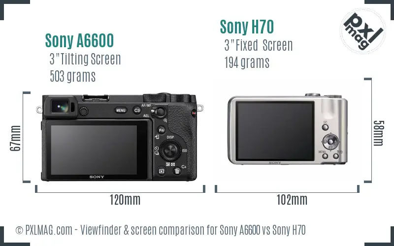 Sony A6600 vs Sony H70 Screen and Viewfinder comparison