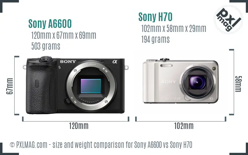 Sony A6600 vs Sony H70 size comparison