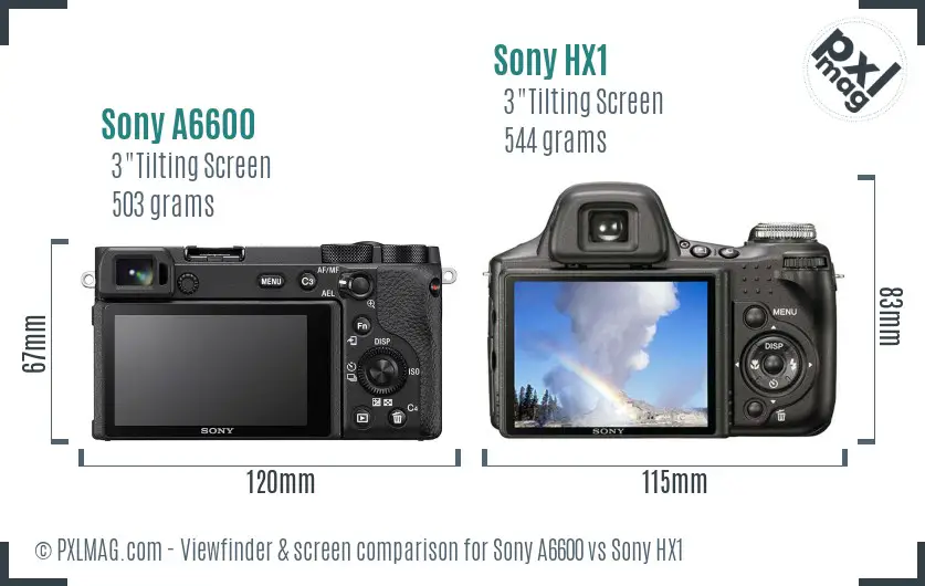 Sony A6600 vs Sony HX1 Screen and Viewfinder comparison