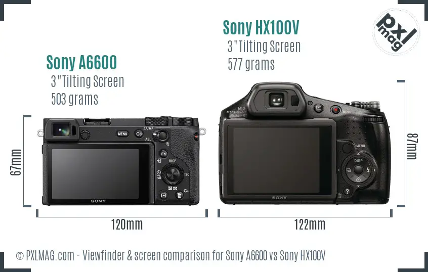 Sony A6600 vs Sony HX100V Screen and Viewfinder comparison