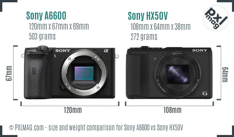 Sony A6600 vs Sony HX50V size comparison