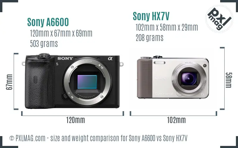 Sony A6600 vs Sony HX7V size comparison