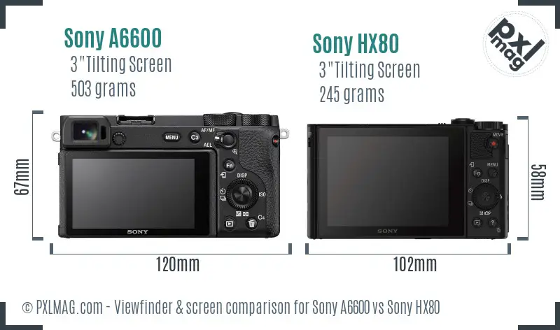 Sony A6600 vs Sony HX80 Screen and Viewfinder comparison