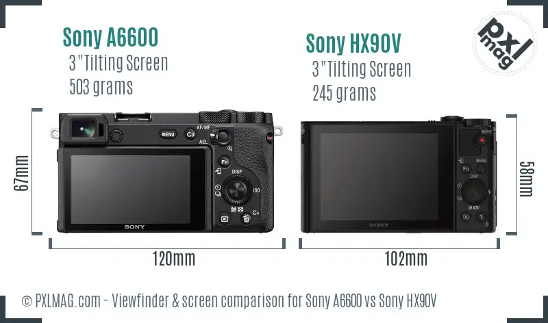 Sony A6600 vs Sony HX90V Screen and Viewfinder comparison
