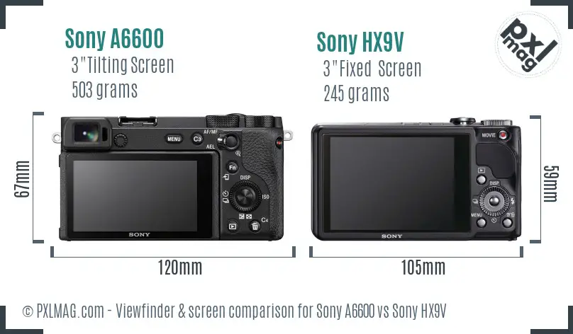Sony A6600 vs Sony HX9V Screen and Viewfinder comparison